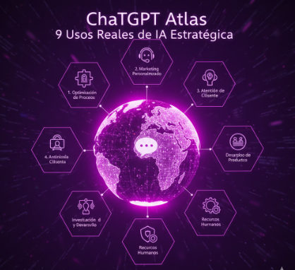 Con enfoques avanzados como ChatGPT Atlas, la IA se convierte en un sistema de apoyo estratégico capaz de analizar información, conectar datos y mejorar la toma de decisiones
